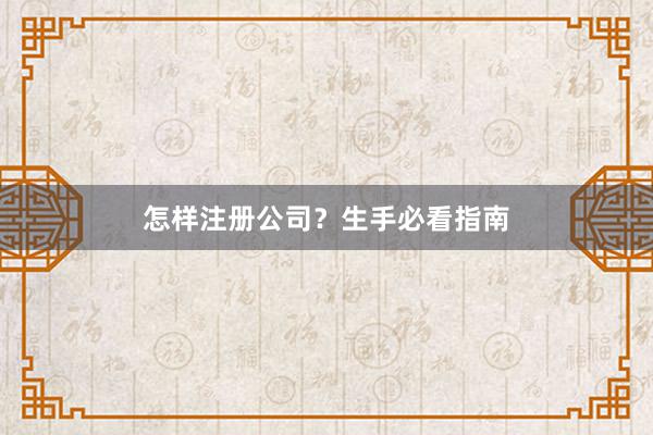 怎样注册公司?生手必看指南